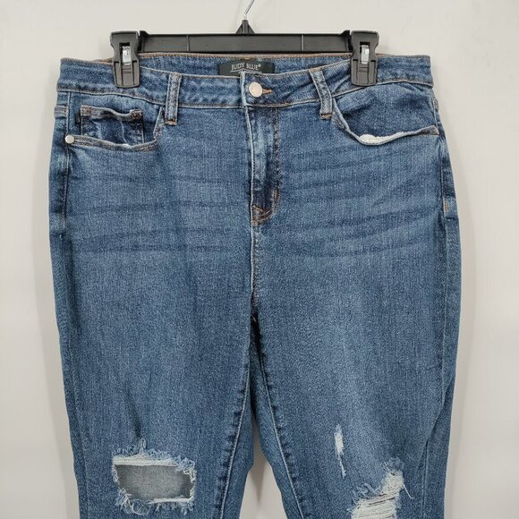 Judy Blue Women's Skinny Jeans - Distressed Blue - Picture 4 of 13